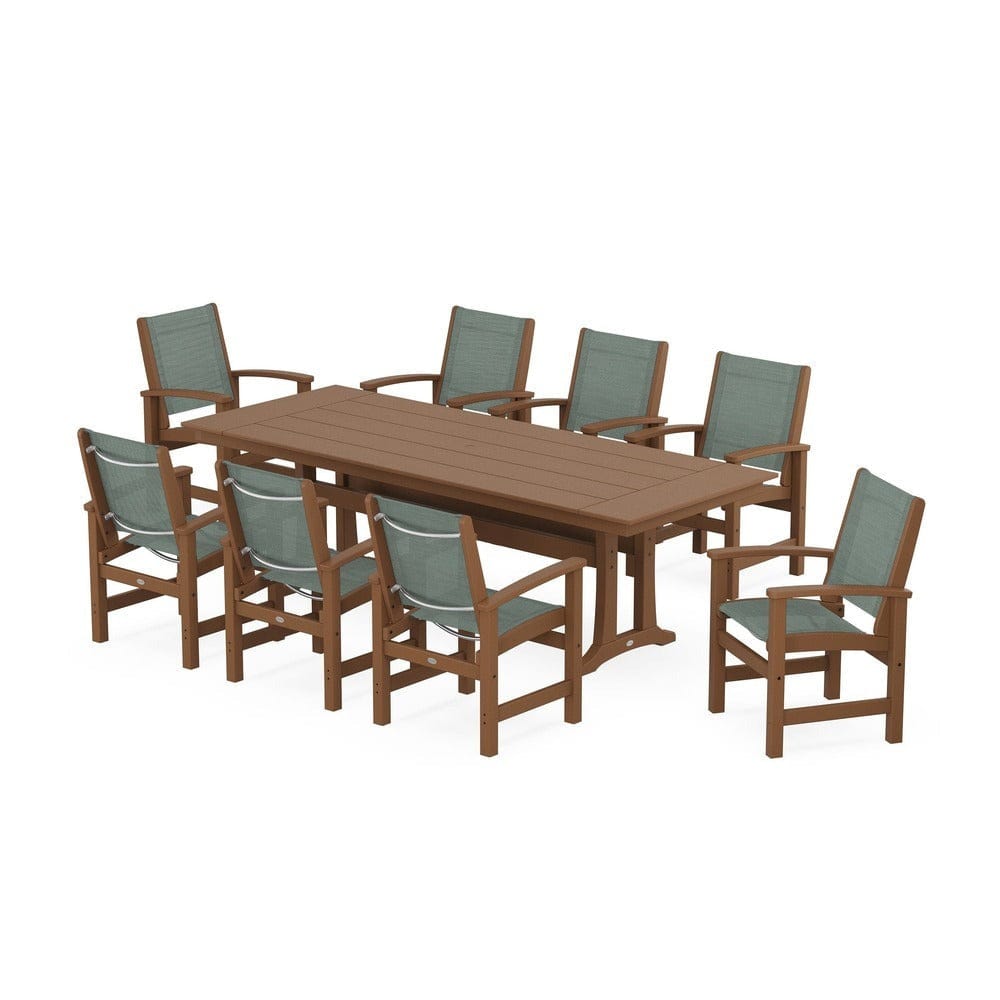 POLYWOOD® - Coastal 9-Piece Farmhouse Dining Set with Trestle Legs - PWS1448