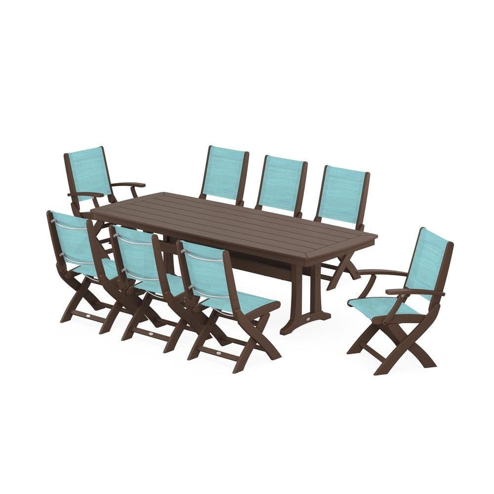 POLYWOOD® - Coastal Folding 9-Piece Dining Set with Trestle Legs - PWS1501 Outdoor Furniture POLYWOOD®
