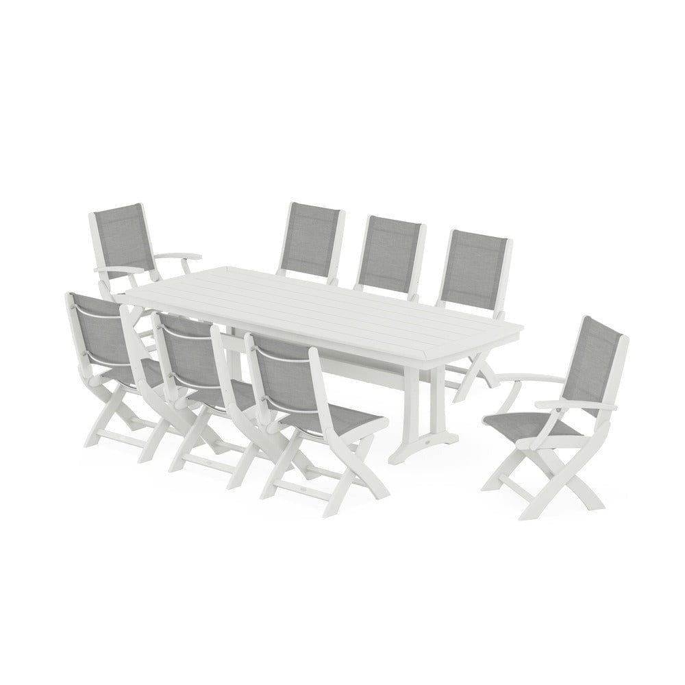 POLYWOOD® - Coastal Folding 9-Piece Dining Set with Trestle Legs - PWS1501 Outdoor Furniture POLYWOOD®