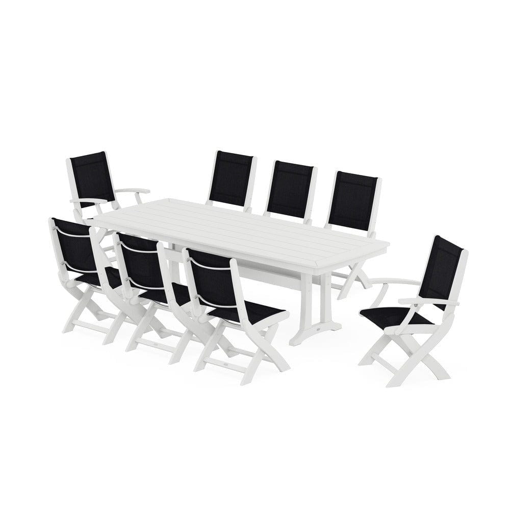 POLYWOOD® - Coastal Folding 9-Piece Dining Set with Trestle Legs - PWS1501 Outdoor Furniture POLYWOOD®