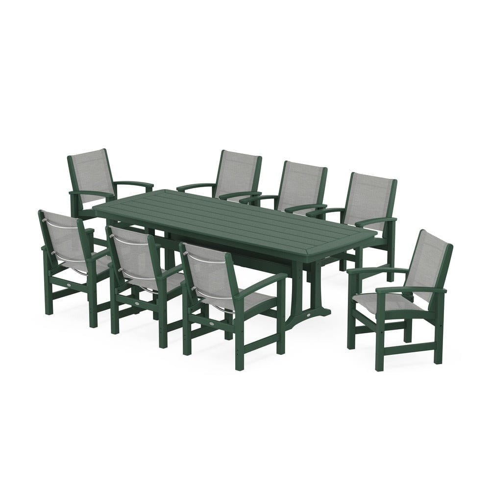 POLYWOOD® - Coastal 9-Piece Dining Set with Trestle Legs - PWS1502 Outdoor Furniture POLYWOOD®