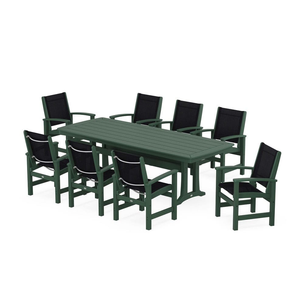 POLYWOOD® - Coastal 9-Piece Dining Set with Trestle Legs - PWS1502 Outdoor Furniture POLYWOOD®