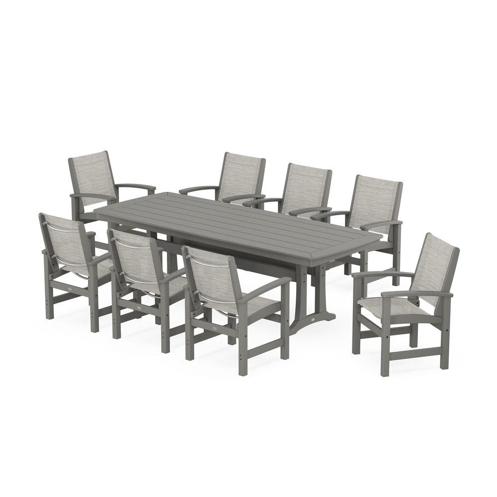 POLYWOOD® - Coastal 9-Piece Dining Set with Trestle Legs - PWS1502 Outdoor Furniture POLYWOOD®