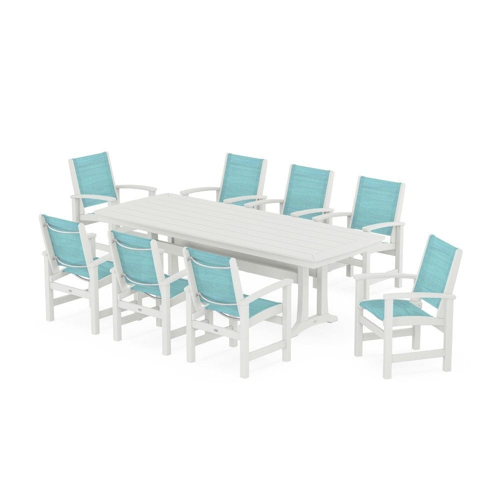 POLYWOOD® - Coastal 9-Piece Dining Set with Trestle Legs - PWS1502 Outdoor Furniture POLYWOOD®