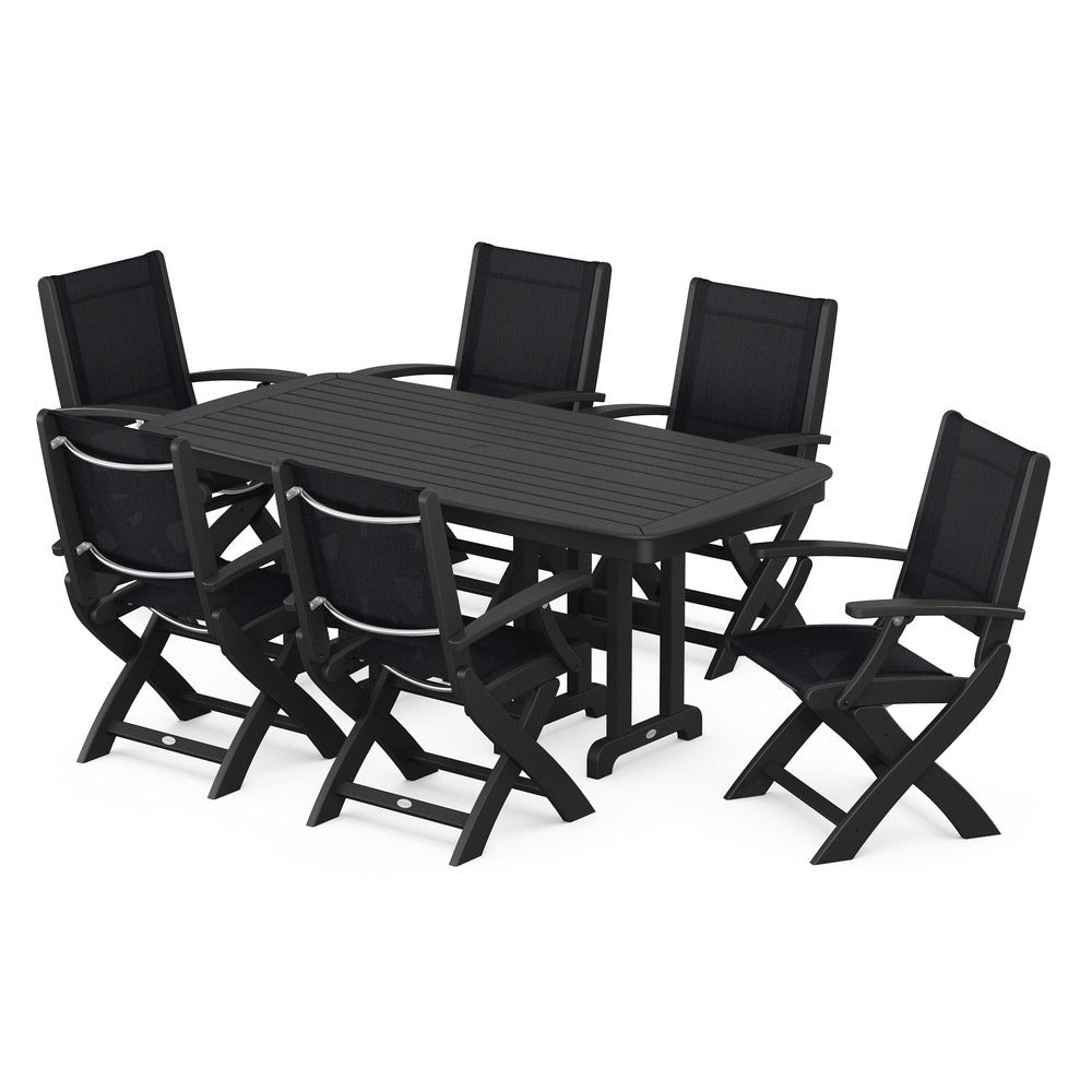 POLYWOOD® - Coastal Folding Arm Chair 7-Piece Dining Set - PWS154-1