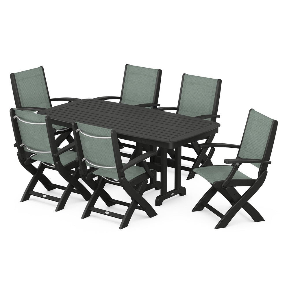 POLYWOOD® - Coastal Folding Arm Chair 7-Piece Dining Set - PWS154