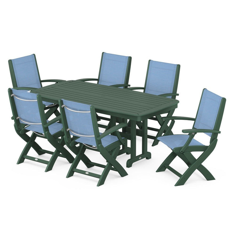 POLYWOOD® - Coastal Folding Arm Chair 7-Piece Dining Set - PWS154-1
