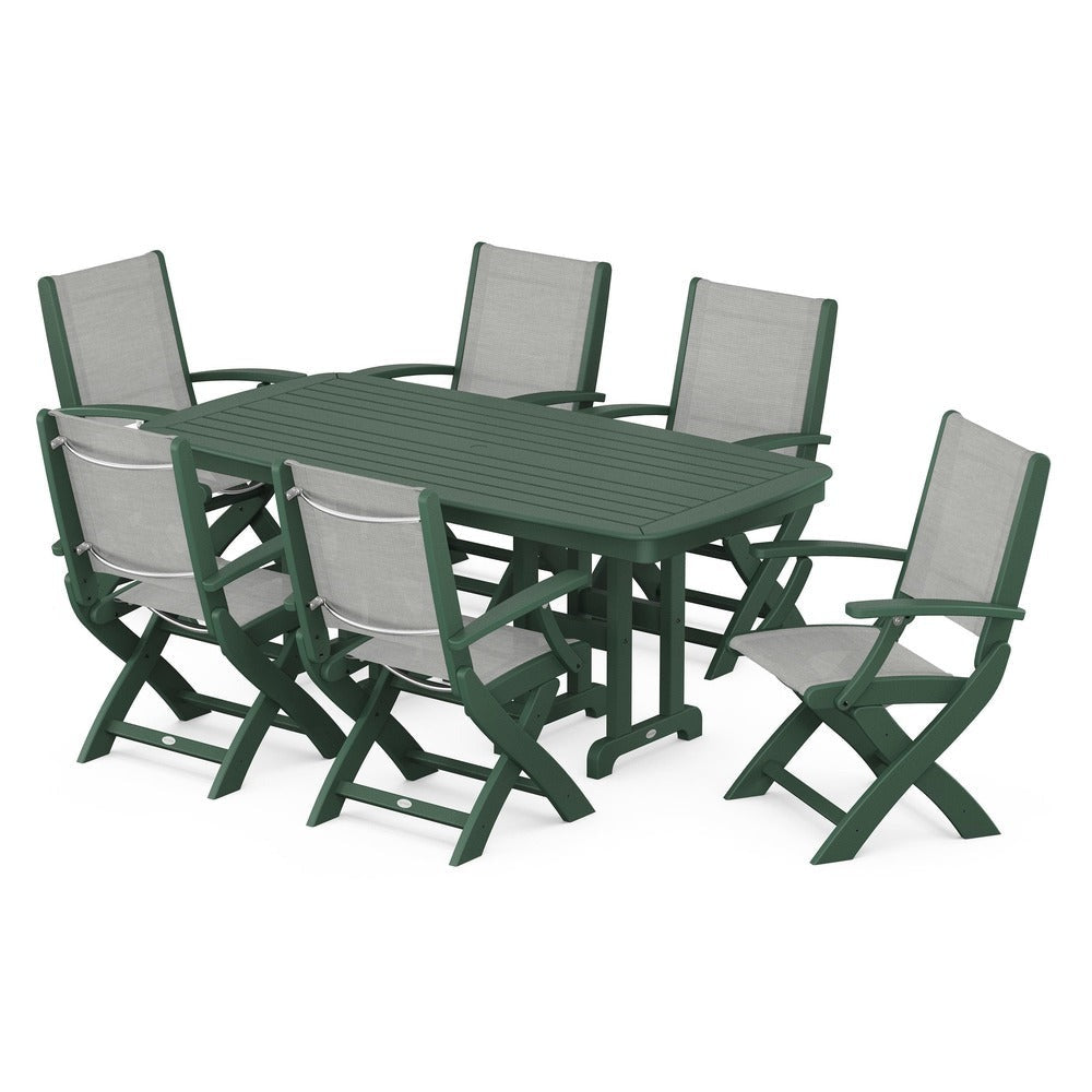 POLYWOOD® - Coastal Folding Arm Chair 7-Piece Dining Set - PWS154-1