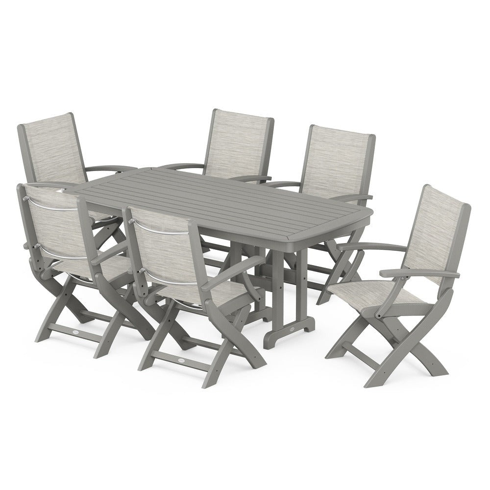 POLYWOOD® - Coastal Folding Arm Chair 7-Piece Dining Set - PWS154-1
