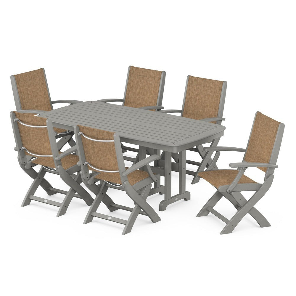 POLYWOOD® - Coastal Folding Arm Chair 7-Piece Dining Set - PWS154-1