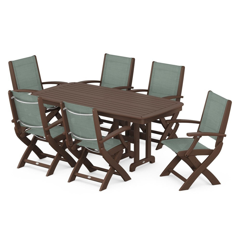 POLYWOOD® - Coastal Folding Arm Chair 7-Piece Dining Set - PWS154