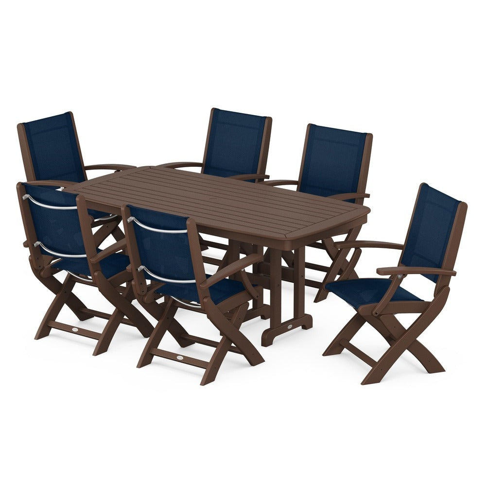 POLYWOOD® - Coastal Folding Arm Chair 7-Piece Dining Set - PWS154