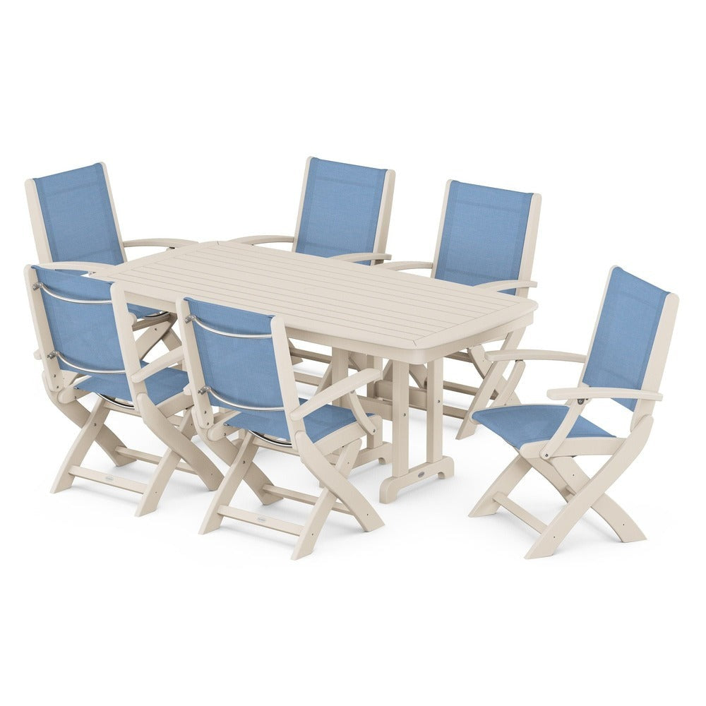 POLYWOOD® - Coastal Folding Arm Chair 7-Piece Dining Set - PWS154-1