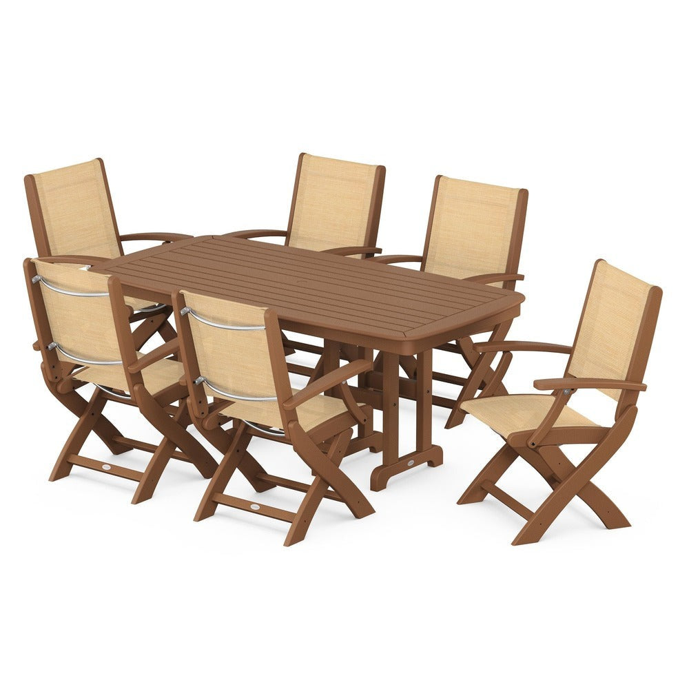 POLYWOOD® - Coastal Folding Arm Chair 7-Piece Dining Set - PWS154