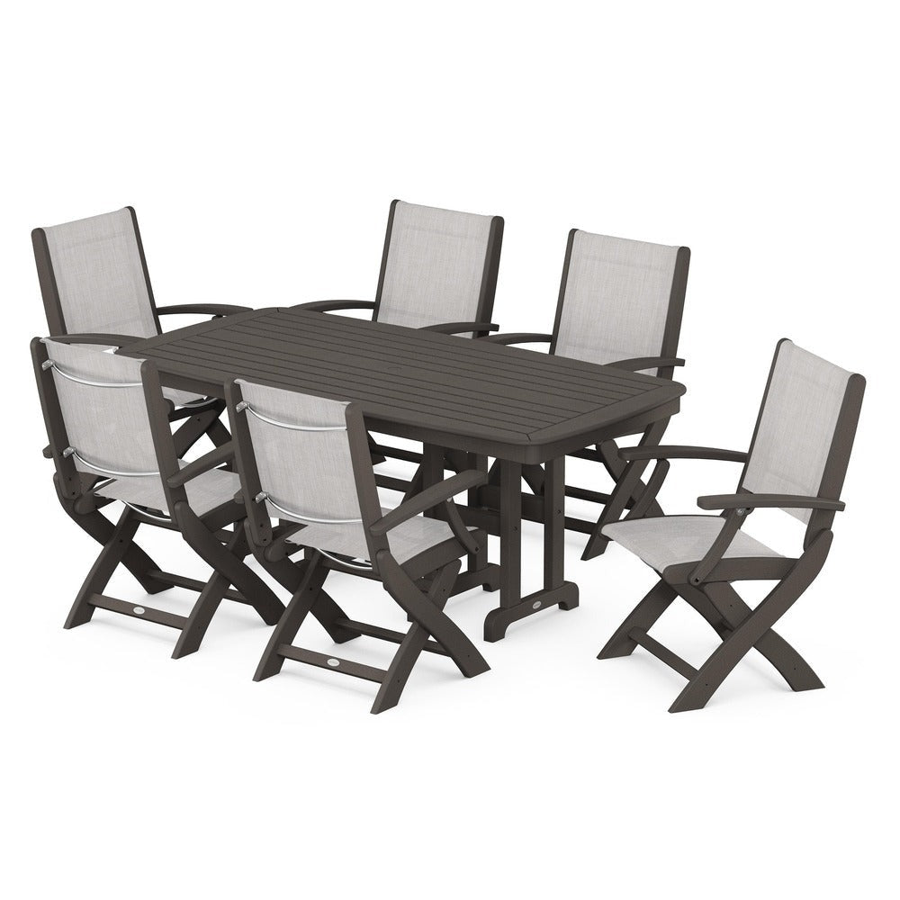POLYWOOD® - Coastal Folding Arm Chair 7-Piece Dining Set - PWS154