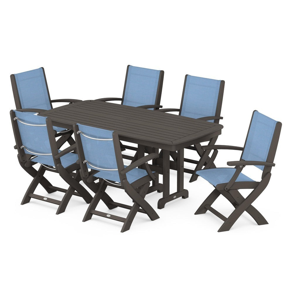 POLYWOOD® - Coastal Folding Arm Chair 7-Piece Dining Set - PWS154-1