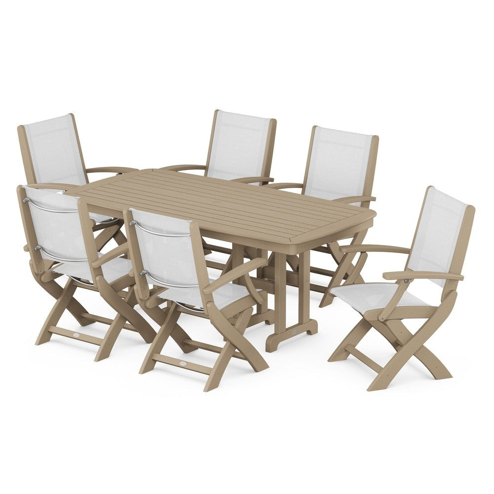 POLYWOOD® - Coastal Folding Arm Chair 7-Piece Dining Set - PWS154 Outdoor Furniture POLYWOOD®