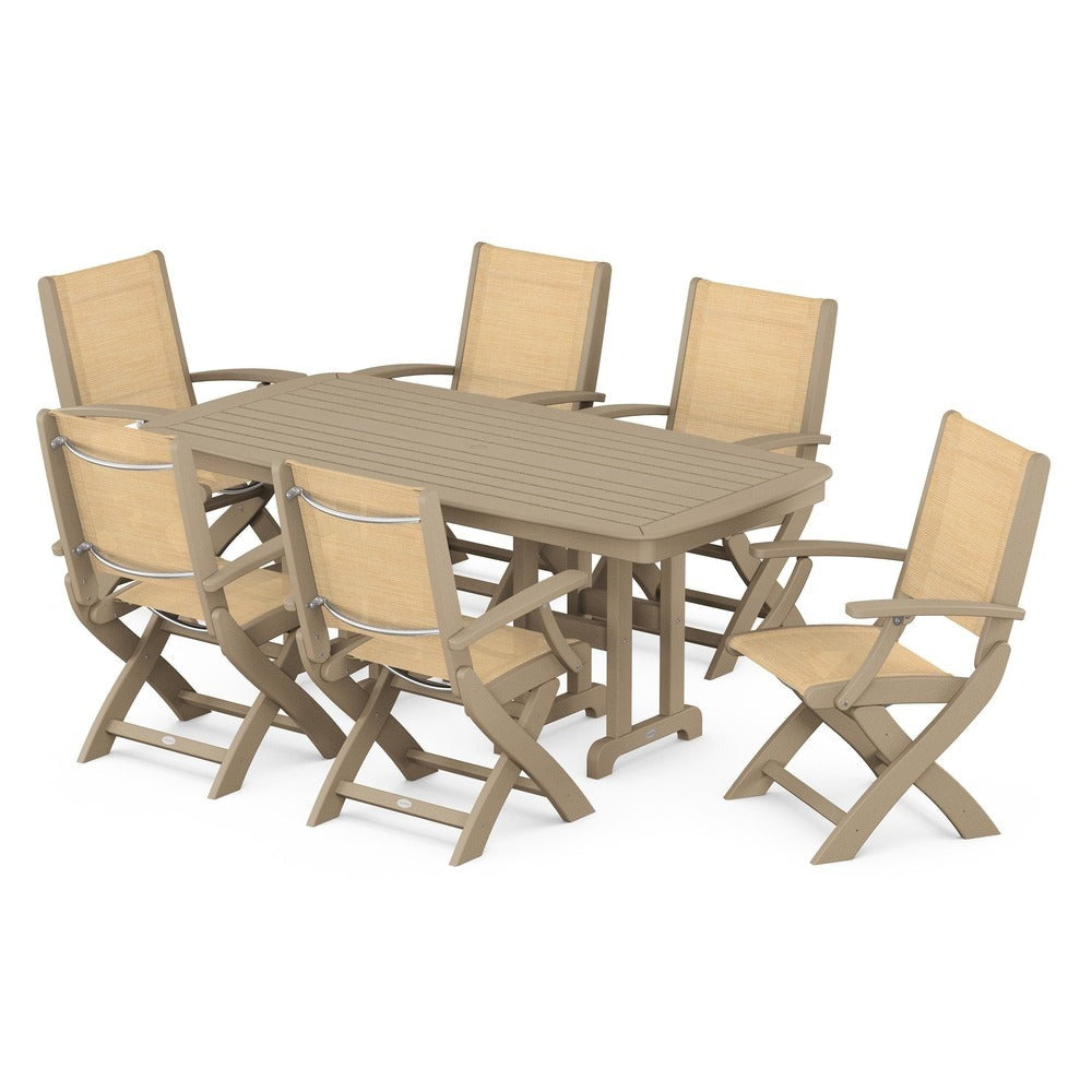 POLYWOOD® - Coastal Folding Arm Chair 7-Piece Dining Set - PWS154-1