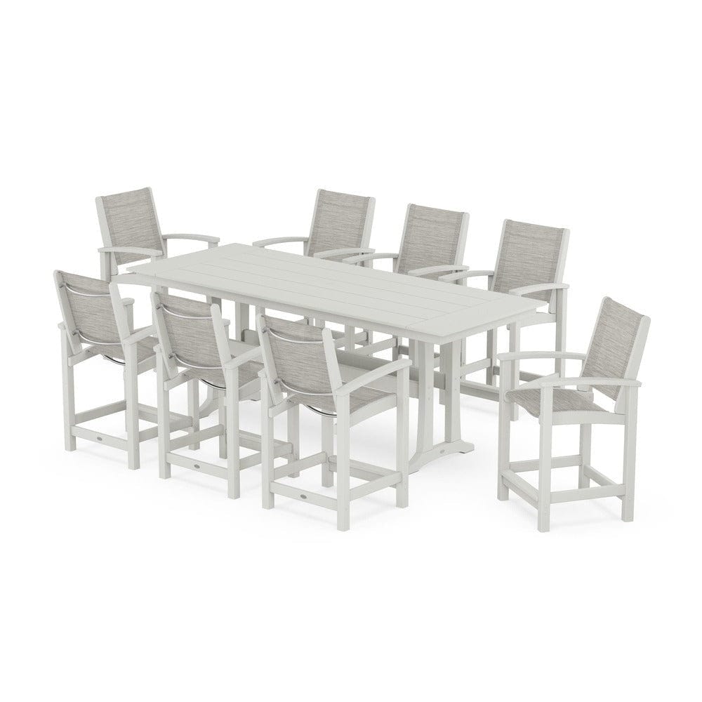 POLYWOOD® - Coastal 9-Piece Farmhouse Counter Set with Trestle Legs - PWS1898