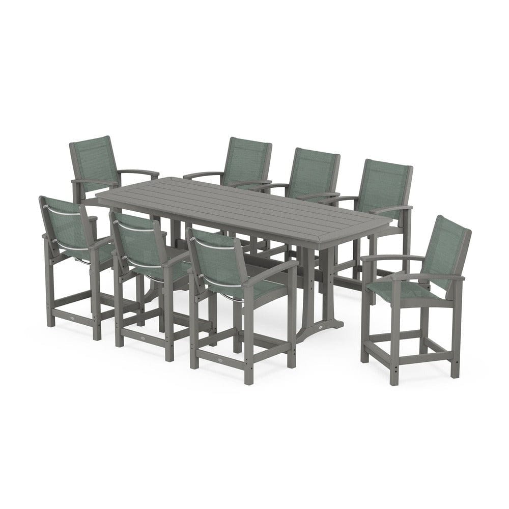 POLYWOOD® - Coastal 9-Piece Counter Set with Trestle Legs - PWS1931