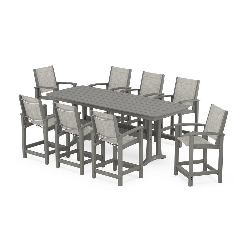 POLYWOOD® - Coastal 9-Piece Counter Set with Trestle Legs - PWS1931
