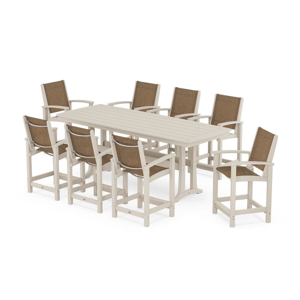 POLYWOOD® - Coastal 9-Piece Counter Set with Trestle Legs - PWS1931 Outdoor Furniture POLYWOOD®