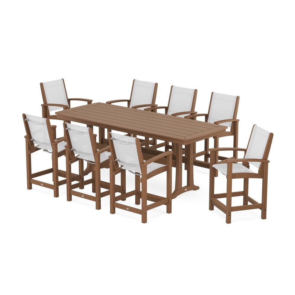 POLYWOOD® - Coastal 9-Piece Counter Set with Trestle Legs - PWS1931