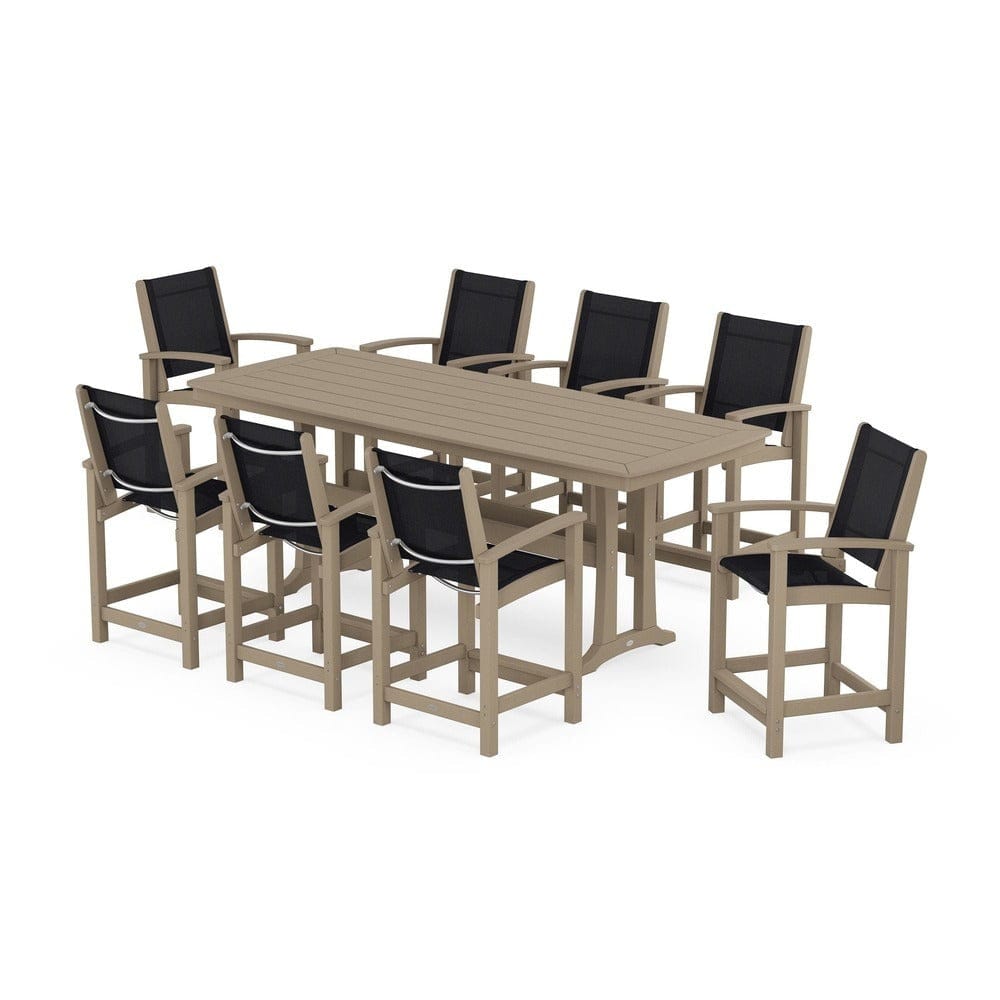 POLYWOOD® - Coastal 9-Piece Counter Set with Trestle Legs - PWS1931 Outdoor Furniture POLYWOOD®