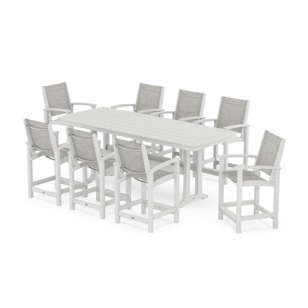 POLYWOOD® - Coastal 9-Piece Counter Set with Trestle Legs - PWS1931 Outdoor Furniture POLYWOOD®