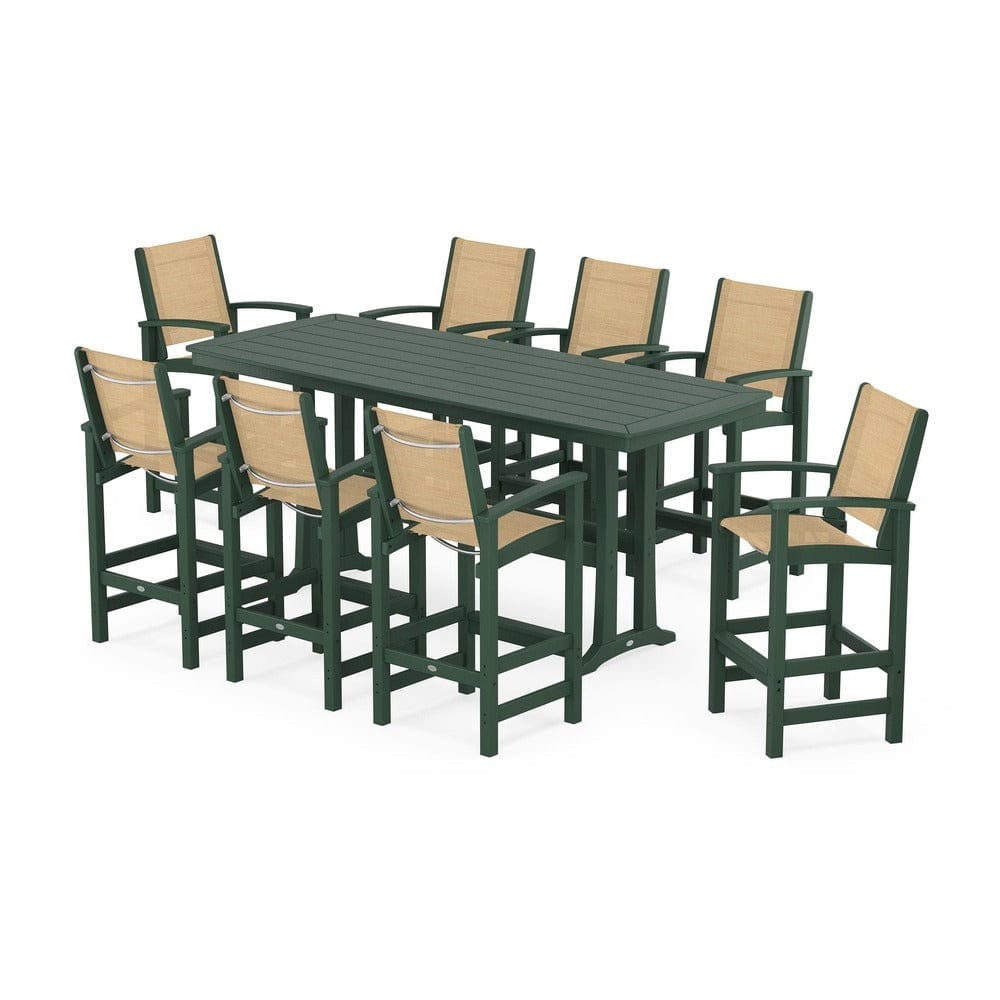 POLYWOOD® - Coastal 9-Piece Bar Set with Trestle Legs - PWS1948