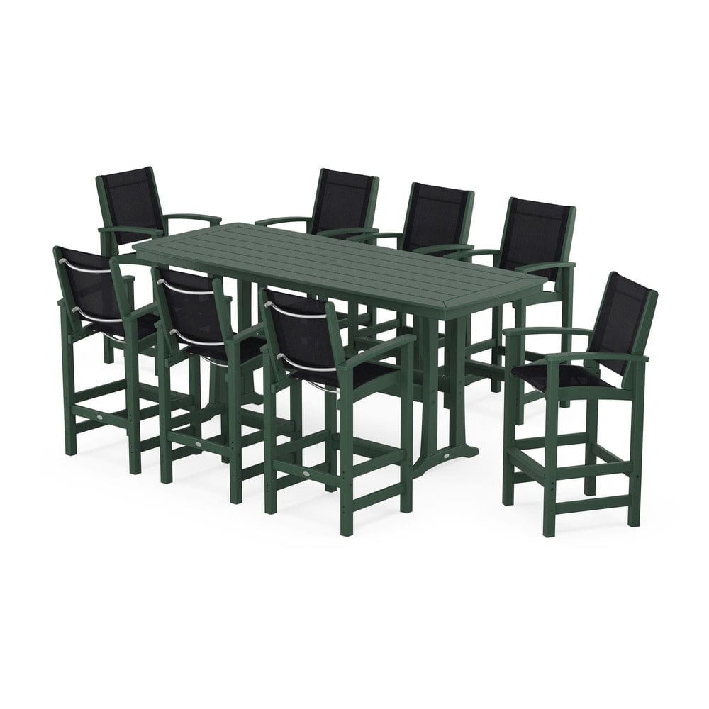 POLYWOOD® - Coastal 9-Piece Bar Set with Trestle Legs - PWS1948
