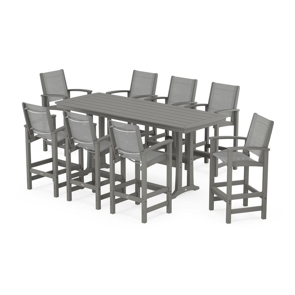 POLYWOOD® - Coastal 9-Piece Bar Set with Trestle Legs - PWS1948