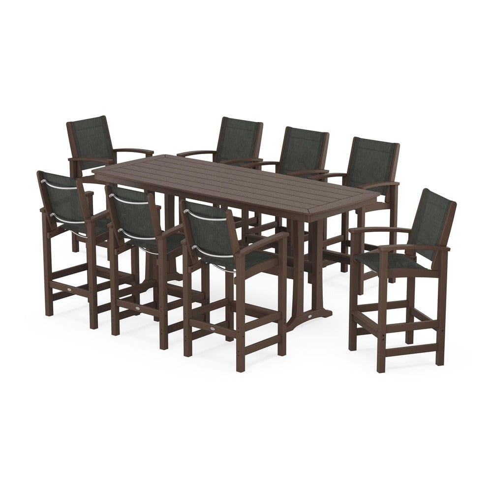 POLYWOOD® - Coastal 9-Piece Bar Set with Trestle Legs - PWS1948