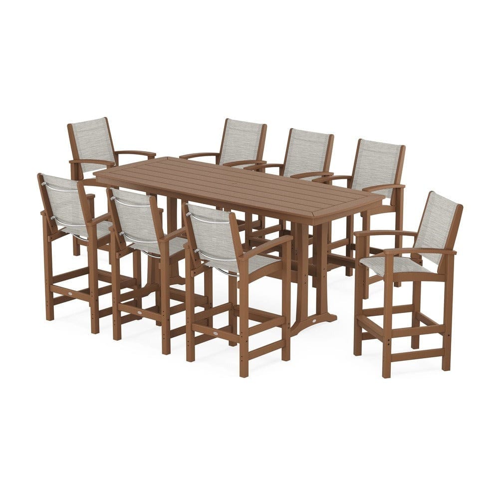 POLYWOOD® - Coastal 9-Piece Bar Set with Trestle Legs - PWS1948 Outdoor Furniture POLYWOOD®