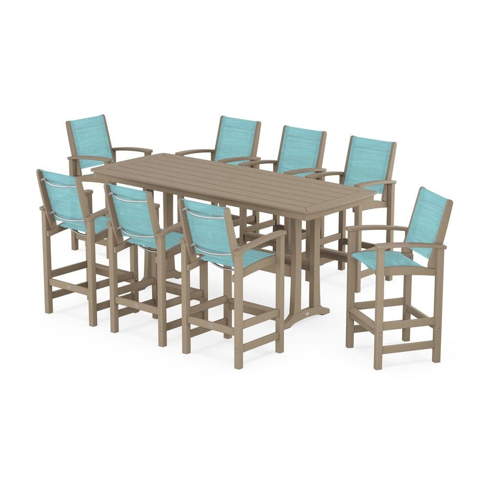 POLYWOOD® - Coastal 9-Piece Bar Set with Trestle Legs - PWS1948