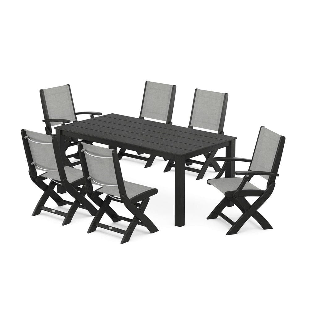POLYWOOD® - Coastal Folding Chair 7-Piece Parsons Dining Set - PWS2270
