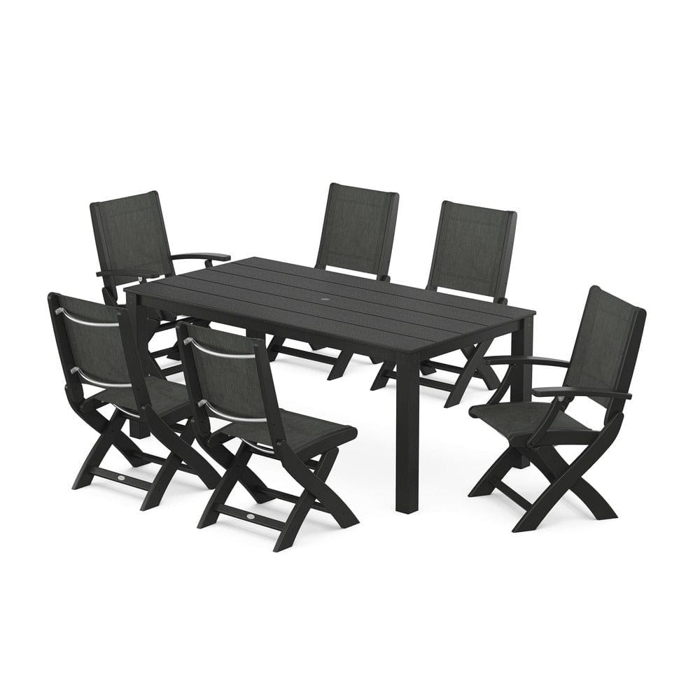 POLYWOOD® - Coastal Folding Chair 7-Piece Parsons Dining Set - PWS2270 Outdoor Furniture POLYWOOD®