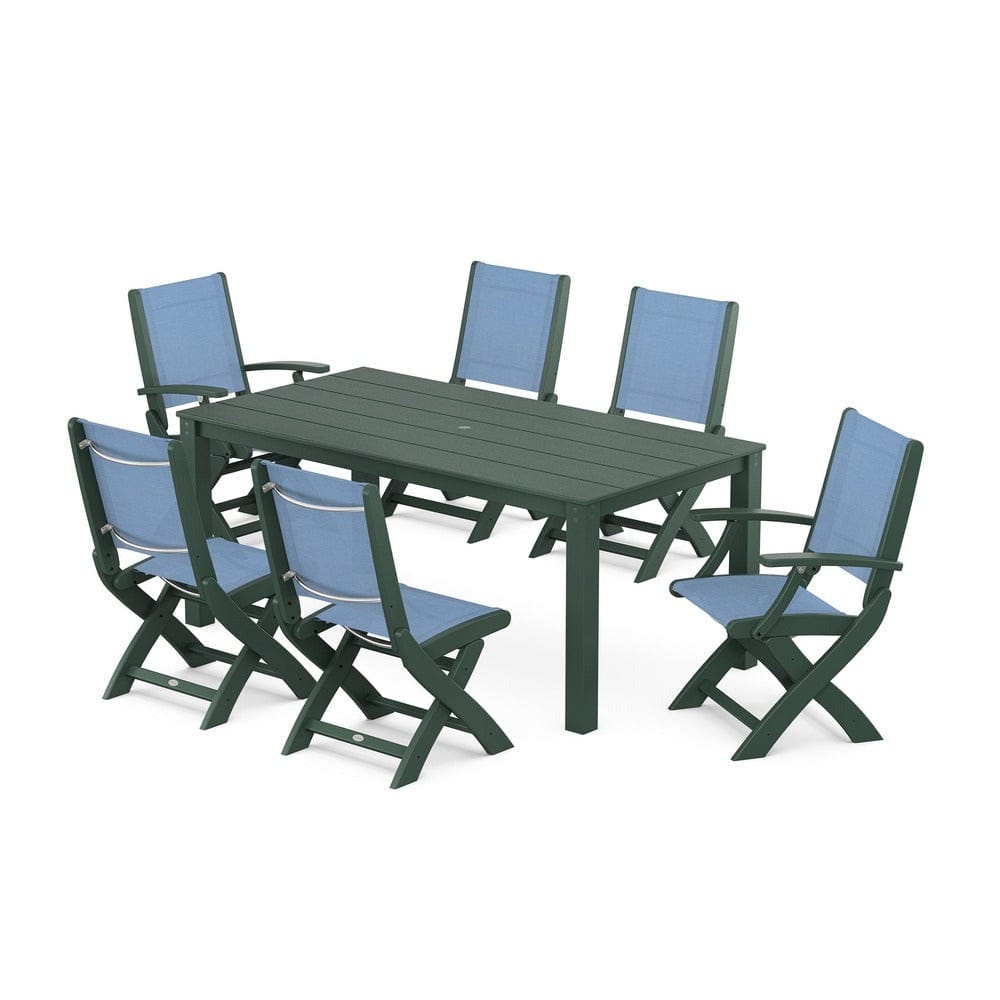 POLYWOOD® - Coastal Folding Chair 7-Piece Parsons Dining Set - PWS2270 Outdoor Furniture POLYWOOD®
