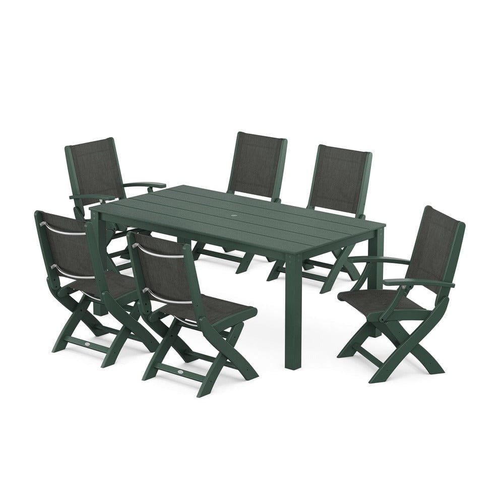 POLYWOOD® - Coastal Folding Chair 7-Piece Parsons Dining Set - PWS2270