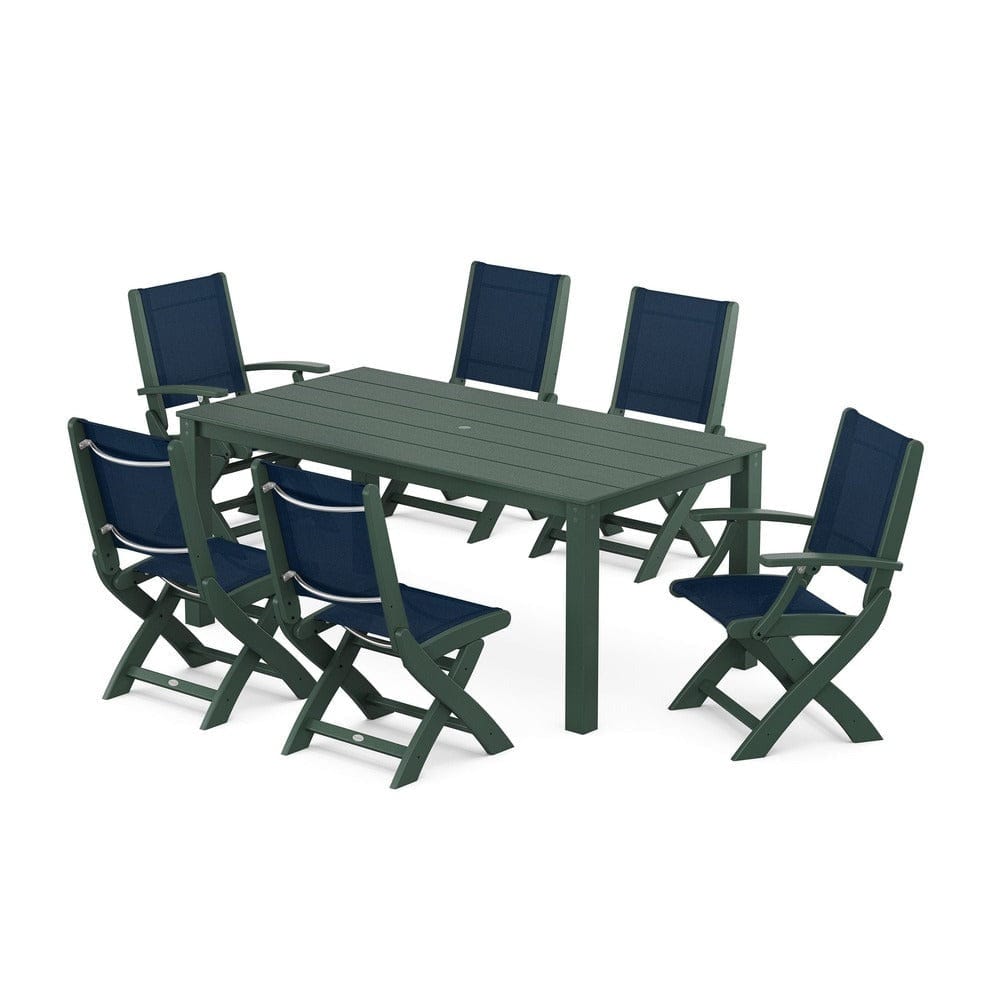 POLYWOOD® - Coastal Folding Chair 7-Piece Parsons Dining Set - PWS2270 Outdoor Furniture POLYWOOD®