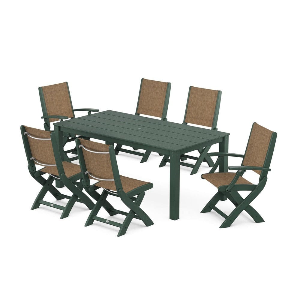 POLYWOOD® - Coastal Folding Chair 7-Piece Parsons Dining Set - PWS2270