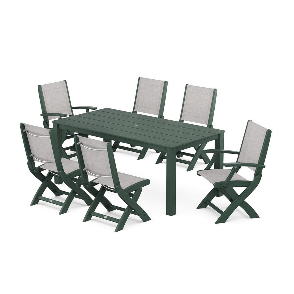 POLYWOOD® - Coastal Folding Chair 7-Piece Parsons Dining Set - PWS2270 Outdoor Furniture POLYWOOD®
