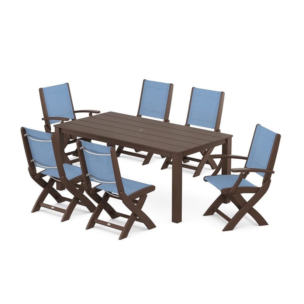 POLYWOOD® - Coastal Folding Chair 7-Piece Parsons Dining Set - PWS2270 Outdoor Furniture POLYWOOD®