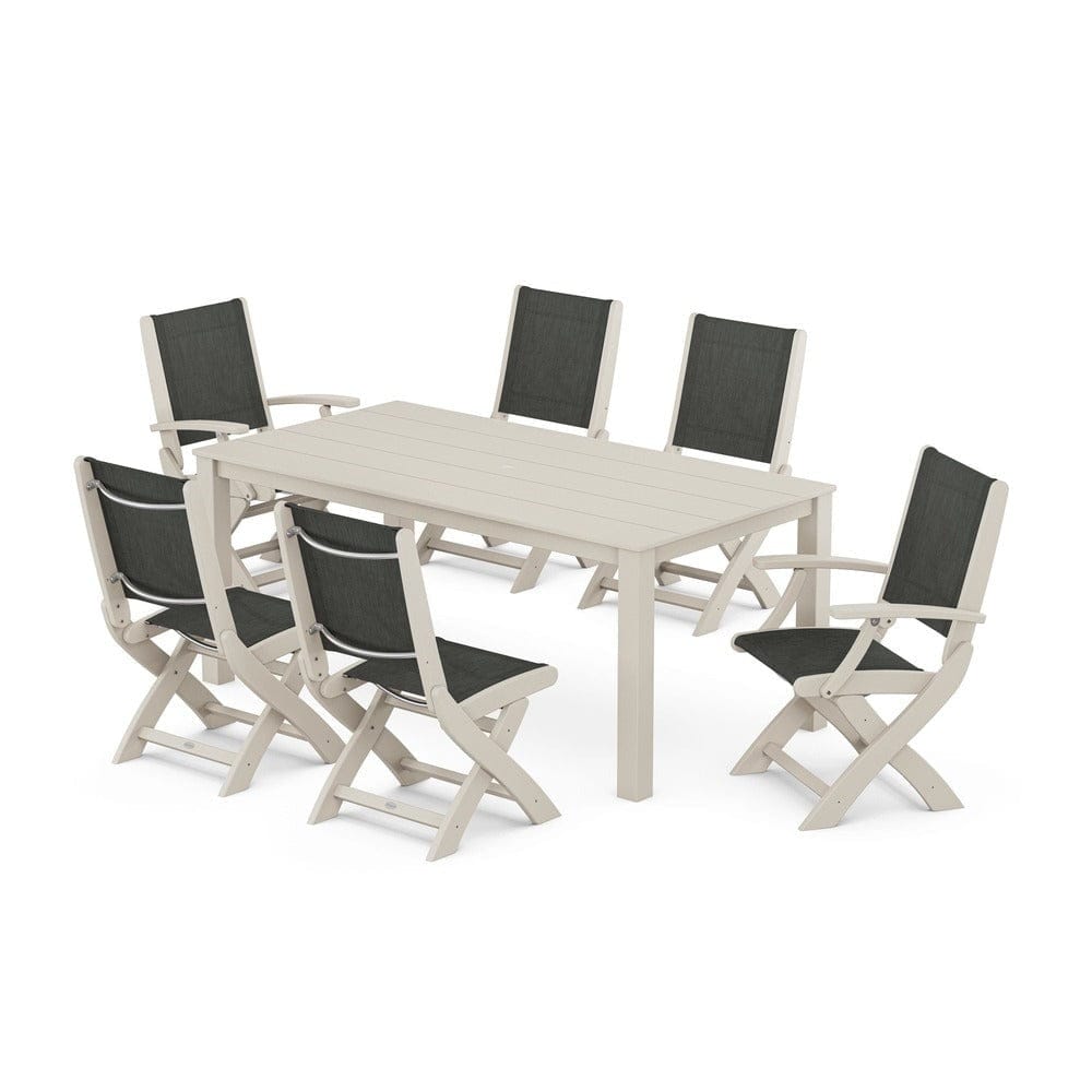 POLYWOOD® - Coastal Folding Chair 7-Piece Parsons Dining Set - PWS2270 Outdoor Furniture POLYWOOD®