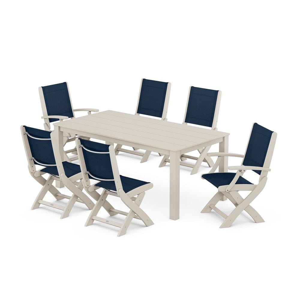POLYWOOD® - Coastal Folding Chair 7-Piece Parsons Dining Set - PWS2270