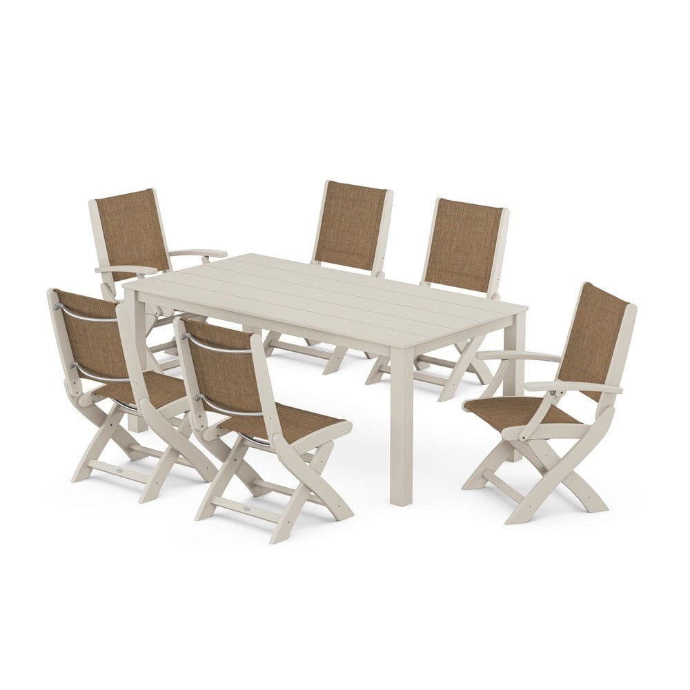 POLYWOOD® - Coastal Folding Chair 7-Piece Parsons Dining Set - PWS2270 Outdoor Furniture POLYWOOD®