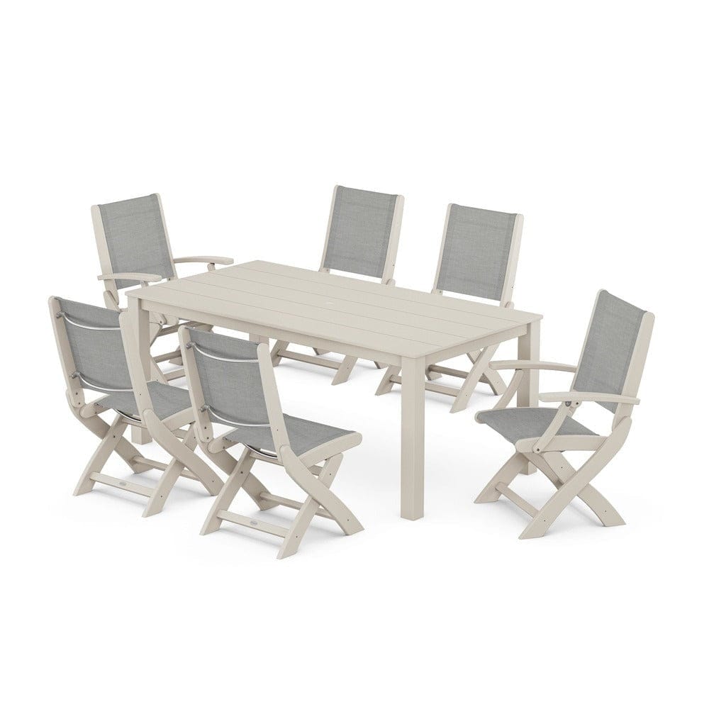 POLYWOOD® - Coastal Folding Chair 7-Piece Parsons Dining Set - PWS2270
