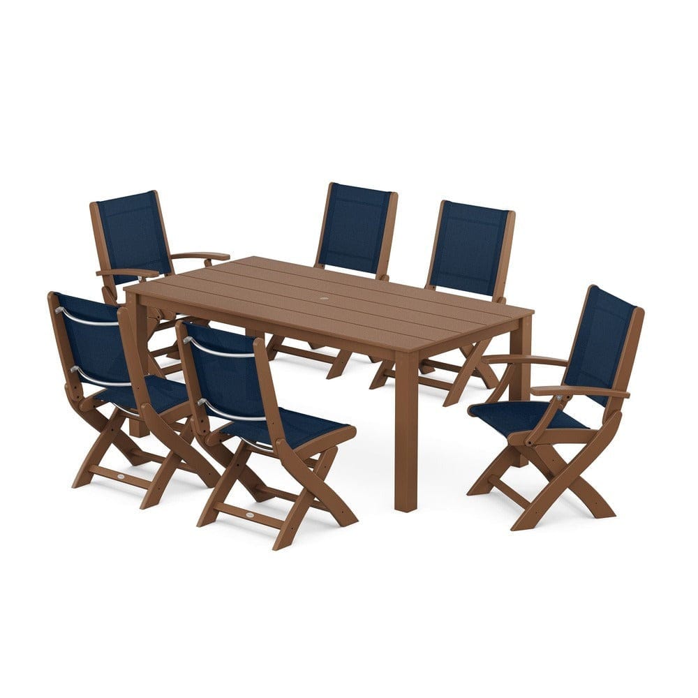 POLYWOOD® - Coastal Folding Chair 7-Piece Parsons Dining Set - PWS2270 Outdoor Furniture POLYWOOD®