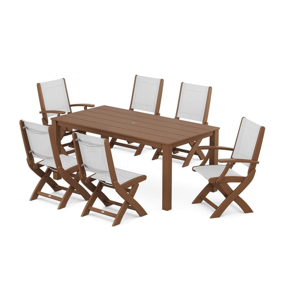 POLYWOOD® - Coastal Folding Chair 7-Piece Parsons Dining Set - PWS2270 Outdoor Furniture POLYWOOD®