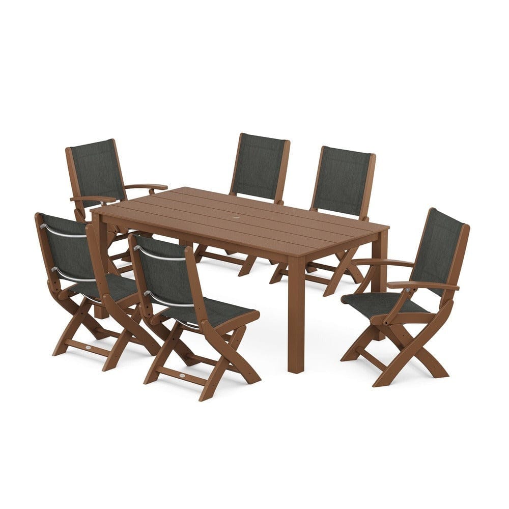 POLYWOOD® - Coastal Folding Chair 7-Piece Parsons Dining Set - PWS2270 Outdoor Furniture POLYWOOD®